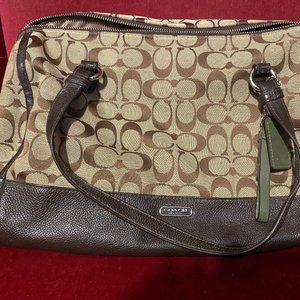 Medium Brown and Tan Coach Bag